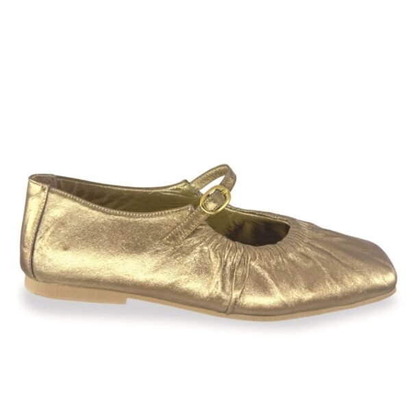 BALETA LAURA EN CUERO DORADO