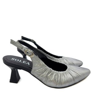 Stilletto Mia en cuero plata
