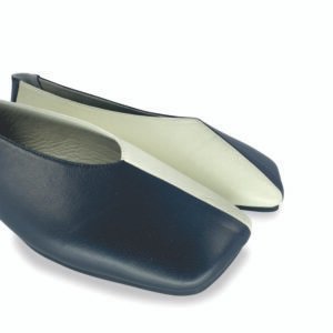 Baleta bicolor en cuero genuino