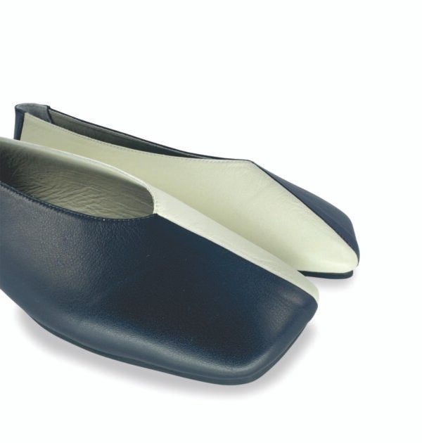 Baleta bicolor en cuero genuino