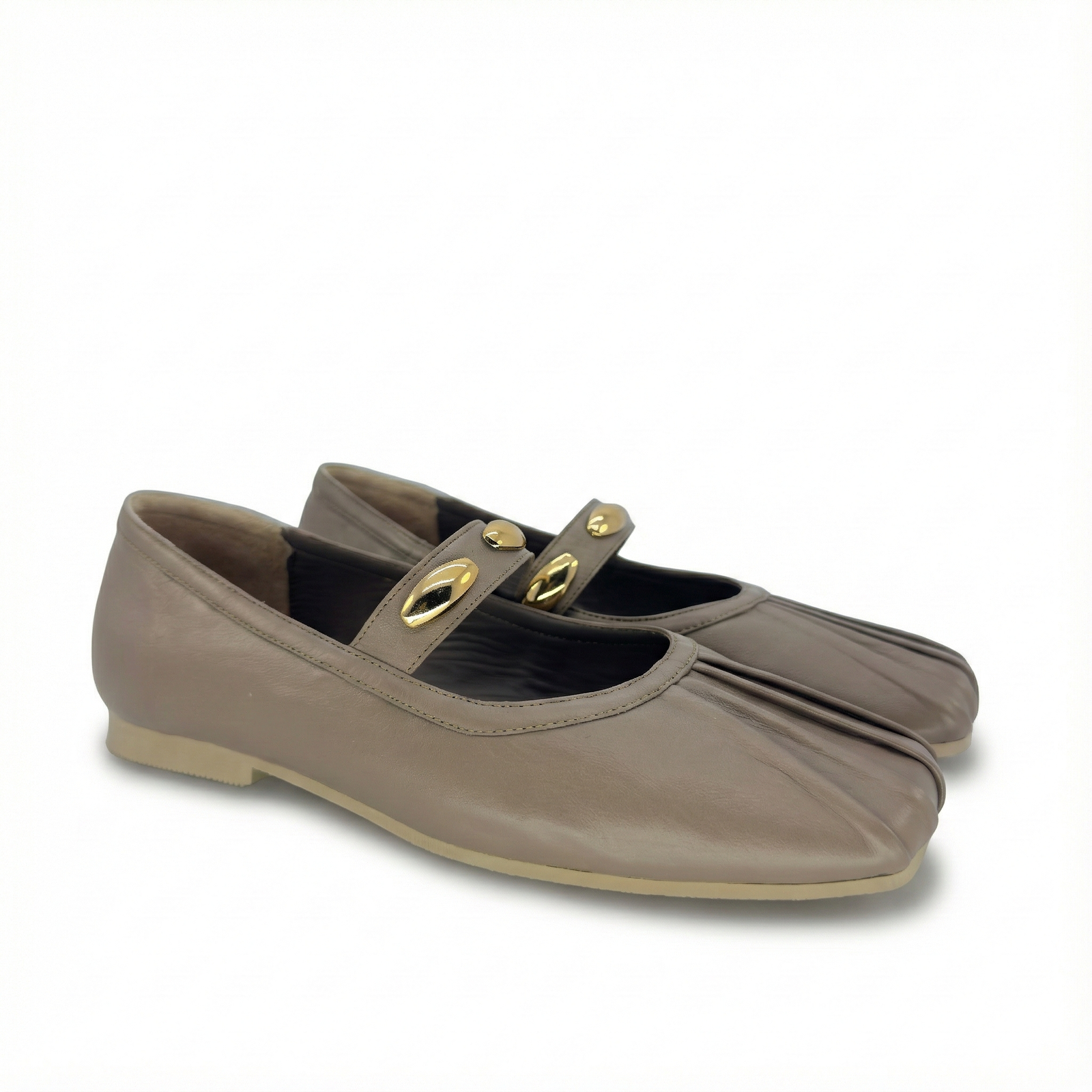 Baleta Emma lunitas en cuero Brownie