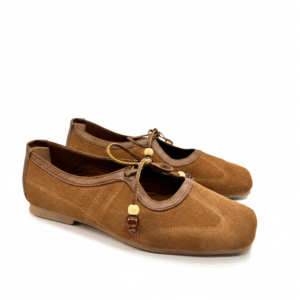 Baleta Bruna en cuero Gamuza