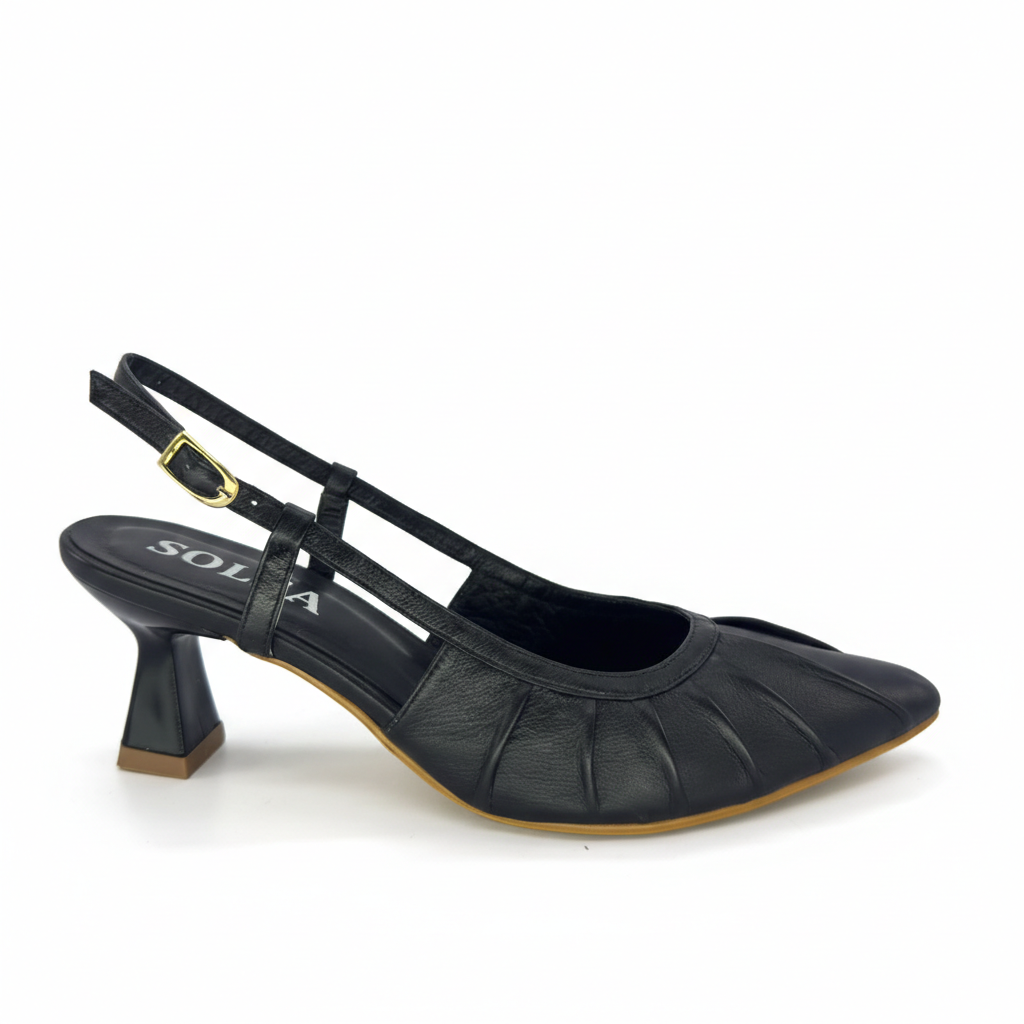 Stiletto Antonella Cuero Negro