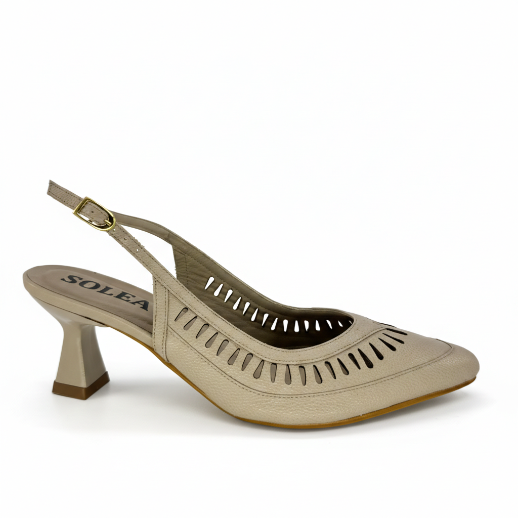 Stiletto en cuero Beige