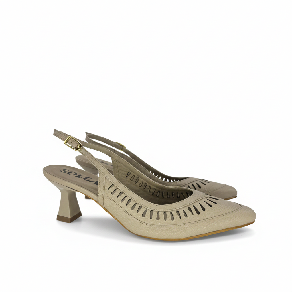 Stiletto en cuero Beige