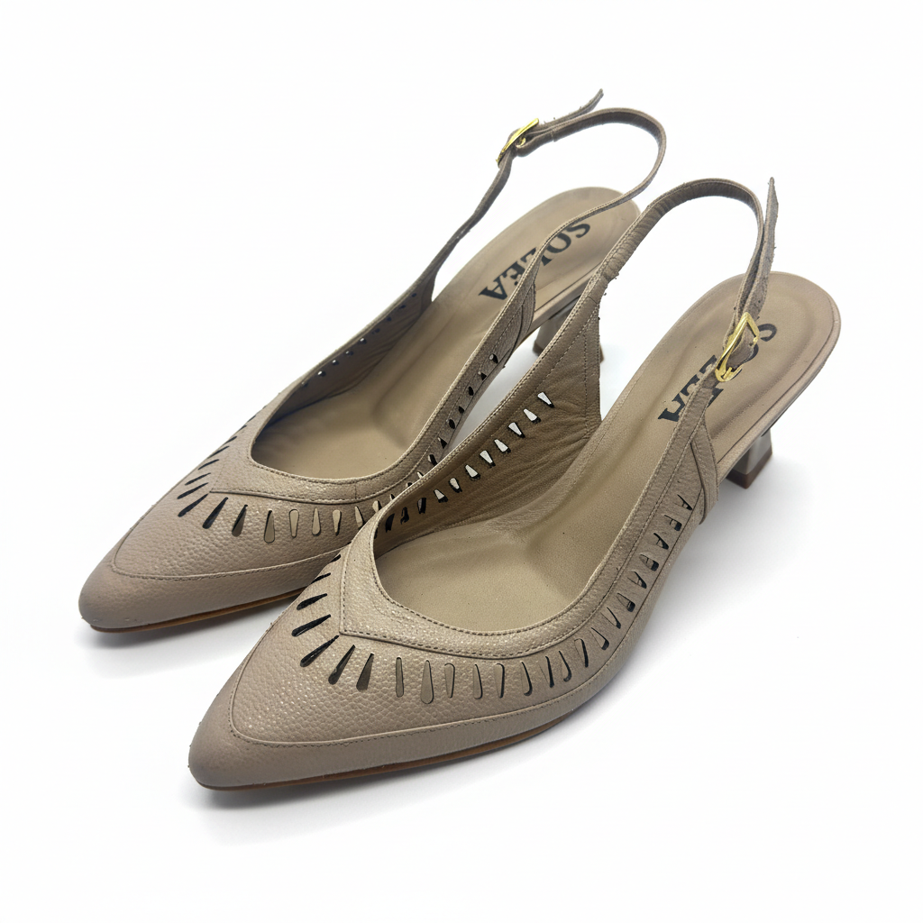 Stiletto en cuero Beige