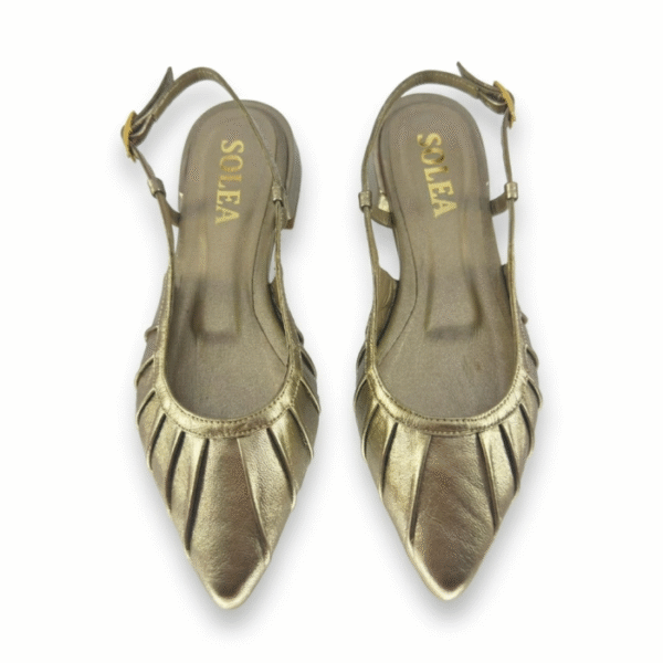 Baleta Lucia en cuero dorado