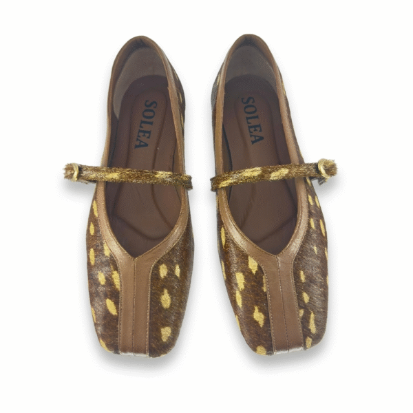 Baleta Bambi en cuero miel