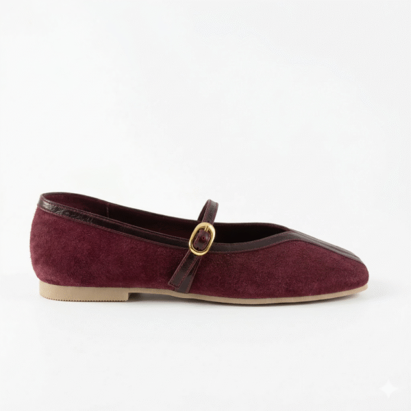 Baleta Celina cuero Gamuza vino tinto