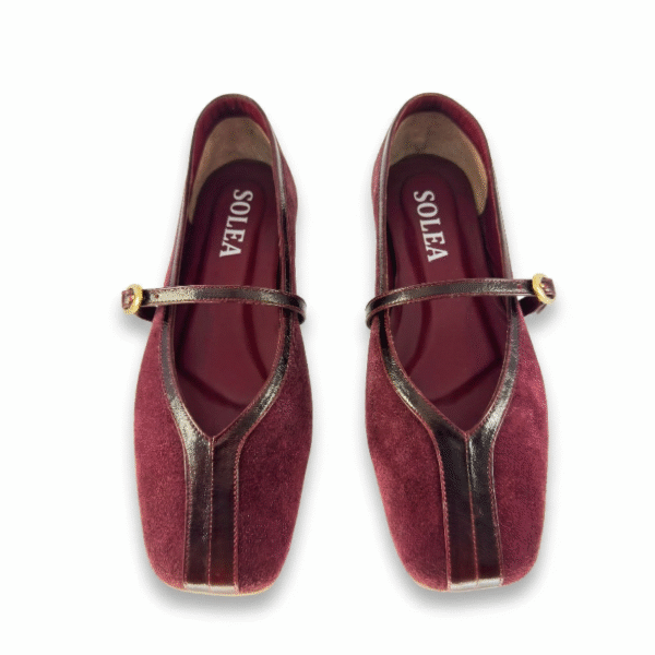 Baleta Celina cuero Gamuza vino tinto