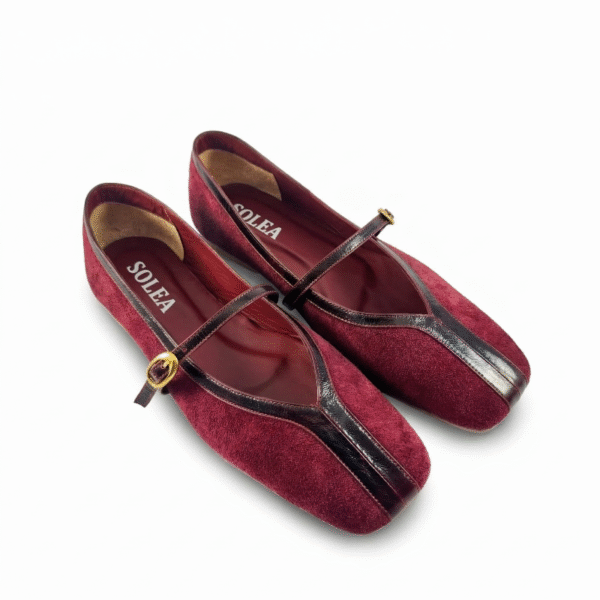 Baleta Celina cuero Gamuza vino tinto